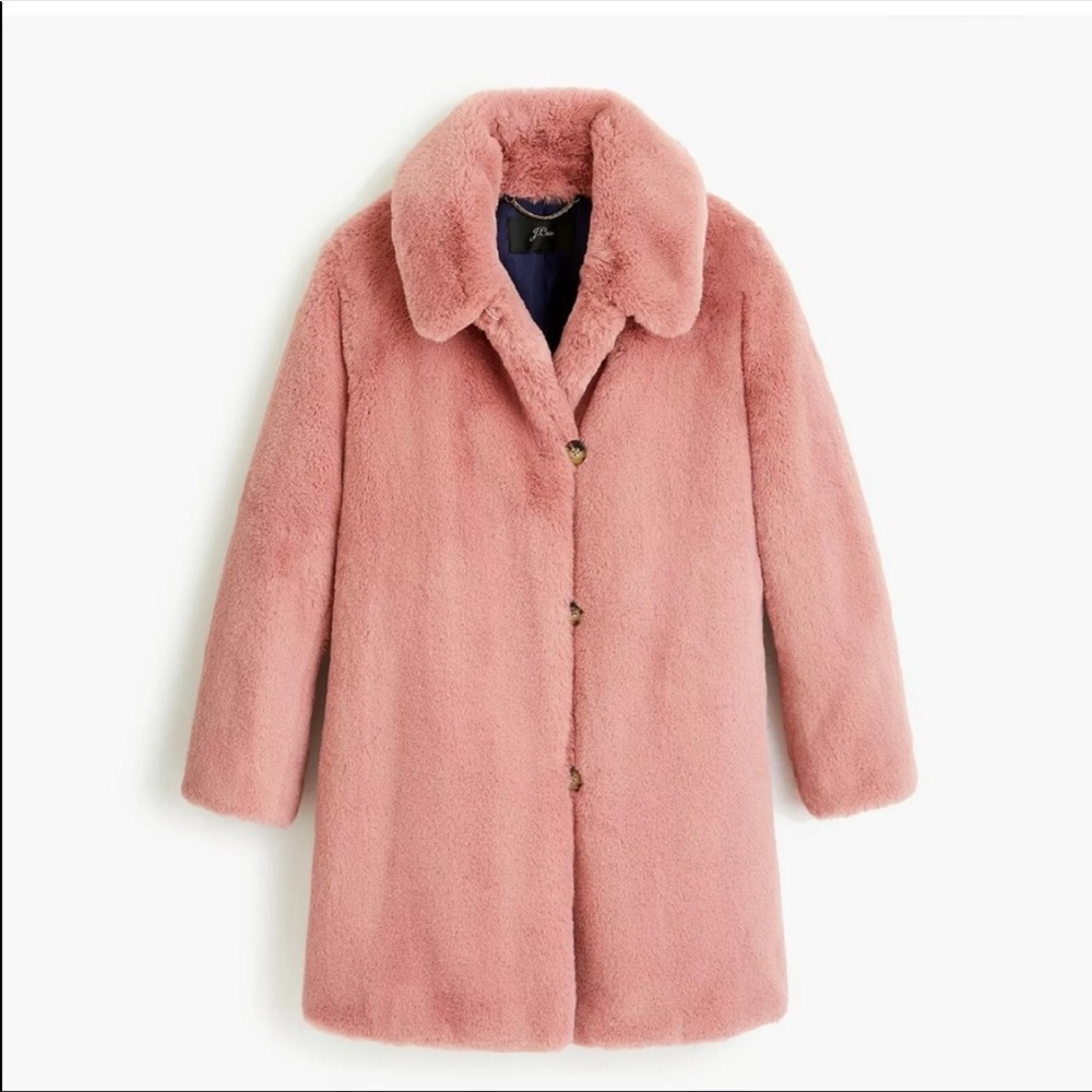 J Crew Pink Faux Fur Coat